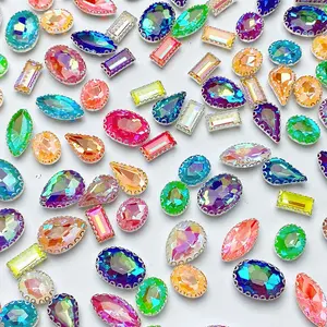 Mocha Color Lace Rhinestone Hand Sewing Beads DIY Craft Supplies, 100 Pieces Embellishments for Clothing Shoes Bags Packaging Decor