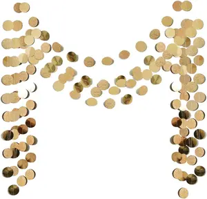 6 Pcs Glitter Champagne Gold Paper Circle Dots Garland (52 Feet)