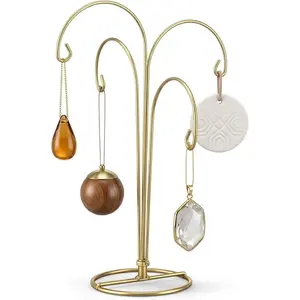 4 Arms Ornament Display Stand Holder 12 Inch Christmas Hanger Hook Dog Cat Glass Ball Bauble for Christmas Wedding Home Office Decoration Gold