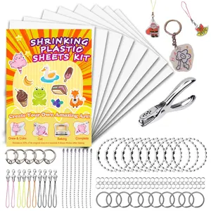 DIY Shrink Paper Kit for Keychains and Pendants, Includes Matte Single-Sided Shrink Paper for Creative Crafts and Party Activities