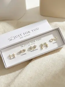Luxury Alloy Stud Earrings Set Star Design Gift Box, Casual Style, All Seasons, Plain Pattern, No Choking Hazard, Perfect Gift