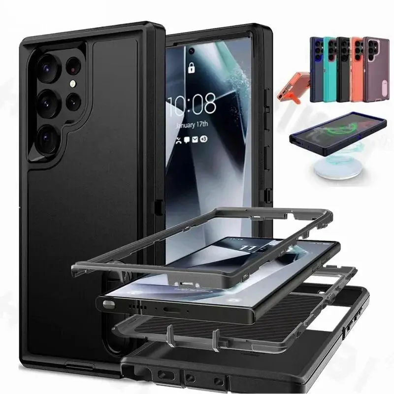 HAY Case for Samsung Galaxy S25 S26 ultra S24 S23 S22 A56 A36 full body 3 in 1 shockproof heavy anti-scratch rugged kickstand cover