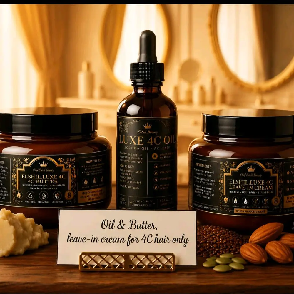 Elshiluxe 3 Phase 4C Hair Set - Healthcare Carrier & Essential Oil Solution for Stiff Hair, Root-to-Tip Protection, Smoothness & Easy Combing