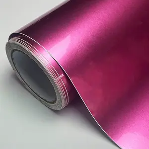 Ultra Glossy Passionate Pink Metallic Vinyl Wrap Film Roll With Air Release Self Adhesive Car Wrapping Motorcycle DIY Decal Sticker