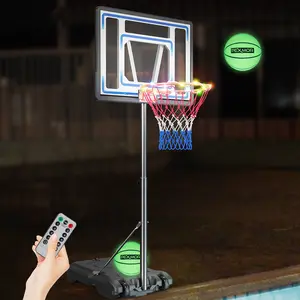 Poolside Basketball Hoop, Adjustable Height 45"-53" Swimming Pool Basketball System with 32" X 23" PVC Backbord 2 Basketball Nets for Both Teens and Adults