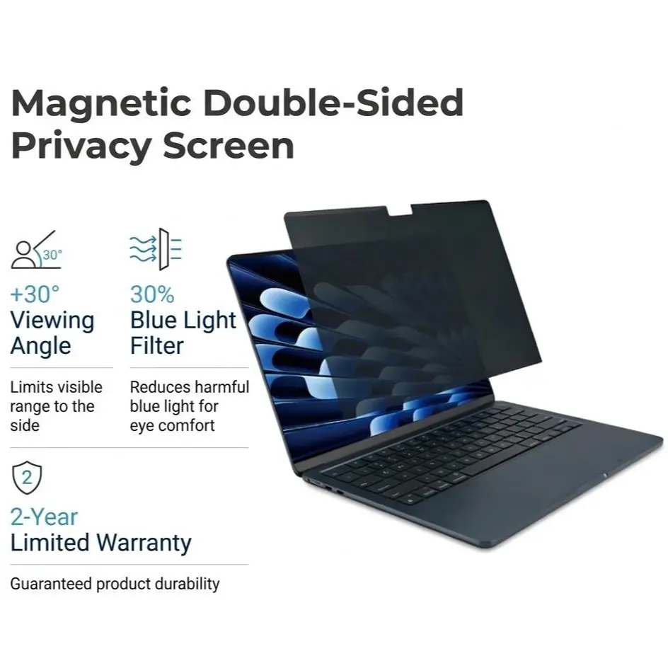 LUSA DESIGN Magnetic Laptop Privacy Screen - Patented Removable Privacy Guard, Office & Airports Accessory for MacBook Air 13in, 13.6in, 14in (2021-2025, M2, M3, M4) Screen Protector Filter