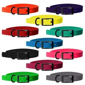 Dogline Biothane Waterproof Dog Collar Strong Coated Nylon Webbing with Black Hardware Odor- Proof