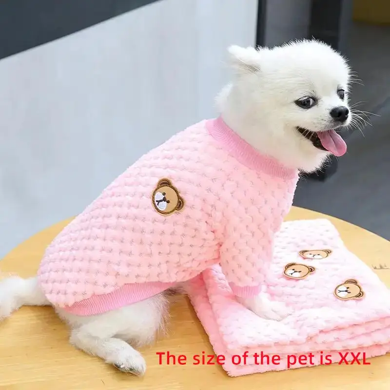 Bear Embroidered Pet Sweater, Dog & Cat Coat, Warm Cute Pet Clothes For Winter