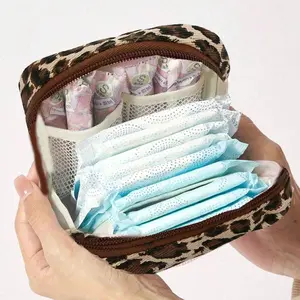 Leopard Print Sanitary Napkin Storage Bag, Portable Sanitary Napkin Storage Bag,Physiological Bag, Make-Up Bag, Cosmetic Pouch,Large Capacity,Stylish And Practical Multi-Function Travel Storage Bag - Perfect For Toiletries, Sanitary Napkins, Lipstick Bag