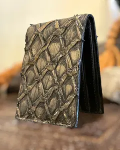 Antique Bronze Pirarucu Leather Wallet