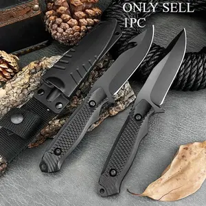 High Hardness Survival Fixed Blade Knife with Sheath, 5cr13mov Blade Abs Plastic Handle, Outdoor Camping Self-Defense Cutting Knife, Outdoor Multifunctional Tools, Portable Multipurpose Knives