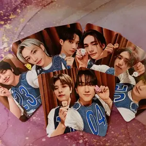 Eunique Creations K-Pop Photocard Bias Pack with Stickers, Photos, Sleeves & Protectors - Standard 8 Members Photocards, Free Fun Items Included
