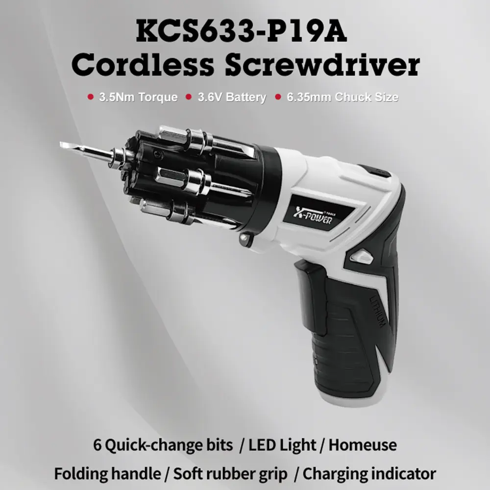 Novupow 3.6V Cordless Screwdriver, Portable Electric Screwdriver, Rechargeable, Led Lighting, 180° Rotation, Max 3.5n.M, 19 Bits