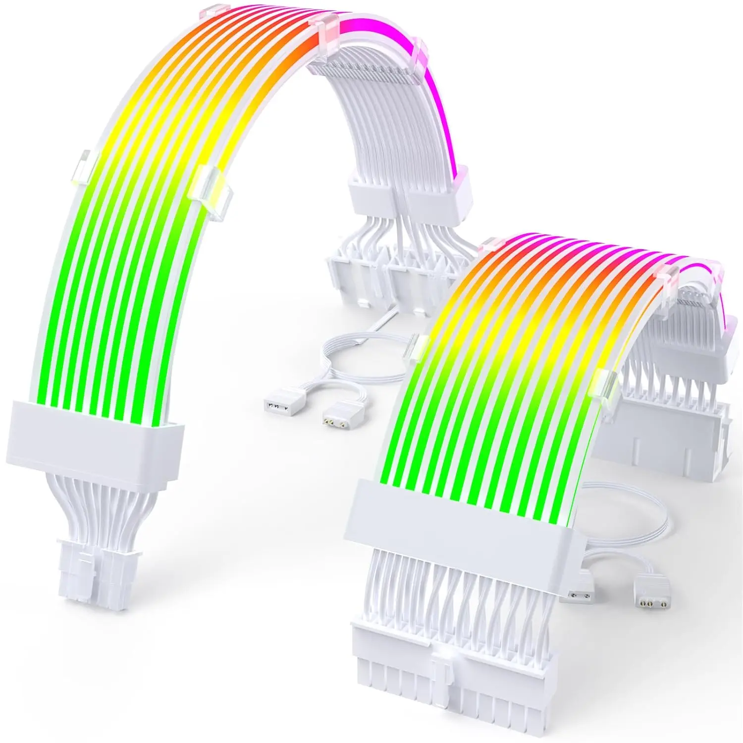 RGB 12VHPWR  Set,ARGB PSU  Extension of Soft LED Strip Include 24Pin Motherboard,16 Pin to 38 Pin GPU Power  Cables for PC Custom
