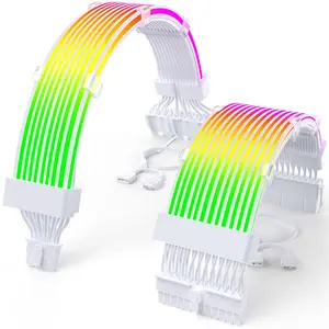 RGB 12VHPWR  Set,ARGB PSU  Extension of Soft LED Strip Include 24Pin Motherboard,16 Pin to 38 Pin GPU Power  Cables for PC Custom