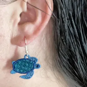 Sea Turtle Embroidered Earrings for Women - Fashion Accessory with Surgical Steel Hardware & Silicone Backs