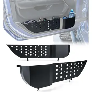 Metal Front Door Pocket Storage Compatible with Jeep Wrangler JL JLU 4XE 2018-2025 Gladiator JT 2020-2025, Side Doors Pockets Storage Accessories - 2PCS