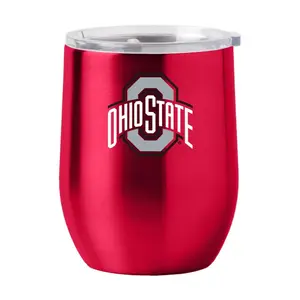 Logo  16 oz Stainless Steel Curved Ohio State Buckeyes Travel Tumbler