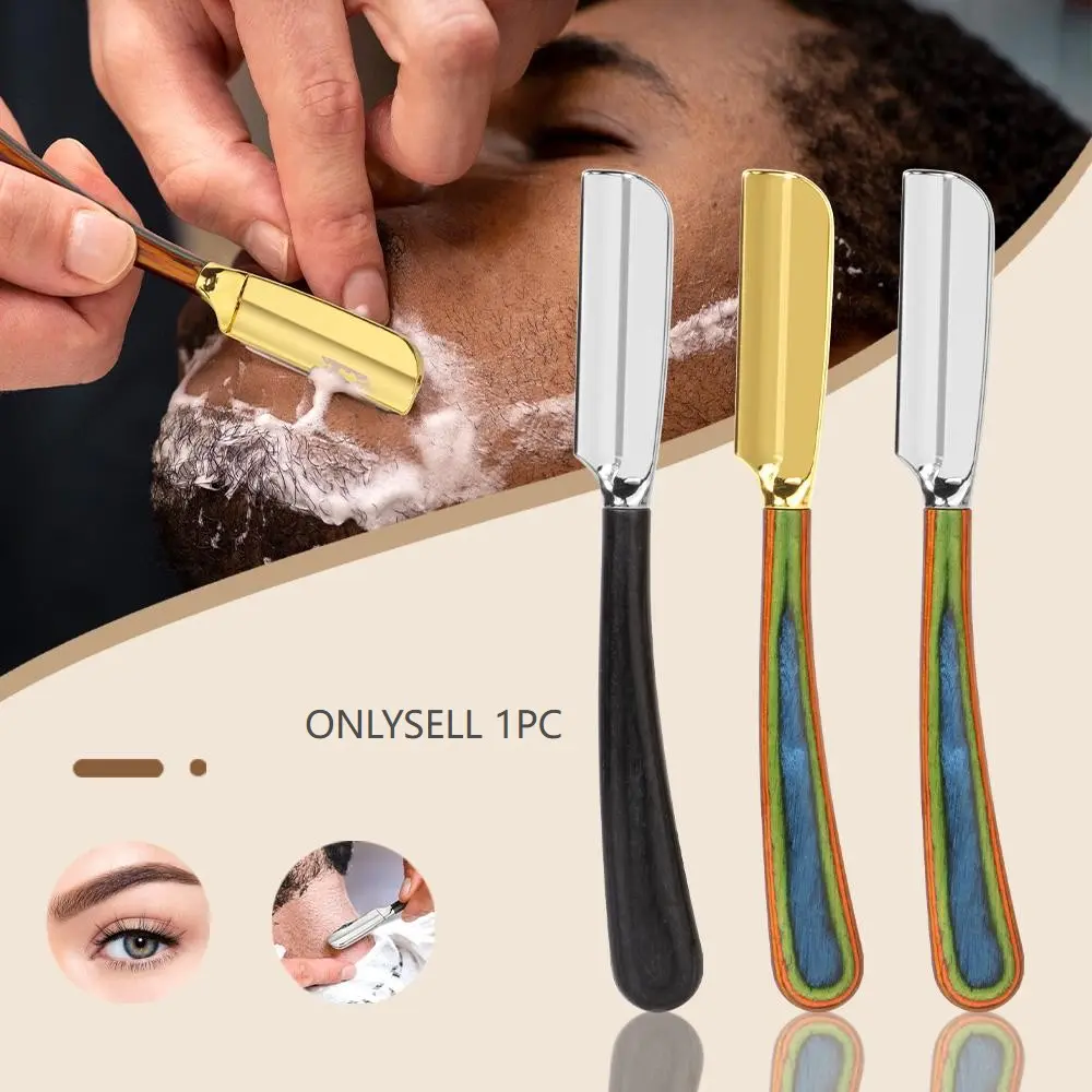 Men's Professional Razor Stand, Zinc Alloy Safety Shaving Holder, Metal Handle, Non-Slip Grip, Suitable for Hair & Beard, No Blades Included, Steel, Straight Razors, Stainless Steel