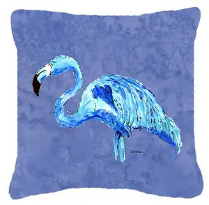 Carolines Treasures  18 x 18 in. Flamingo On Slate Blue Indoor & Outdoor Fabric Decorative Pillow