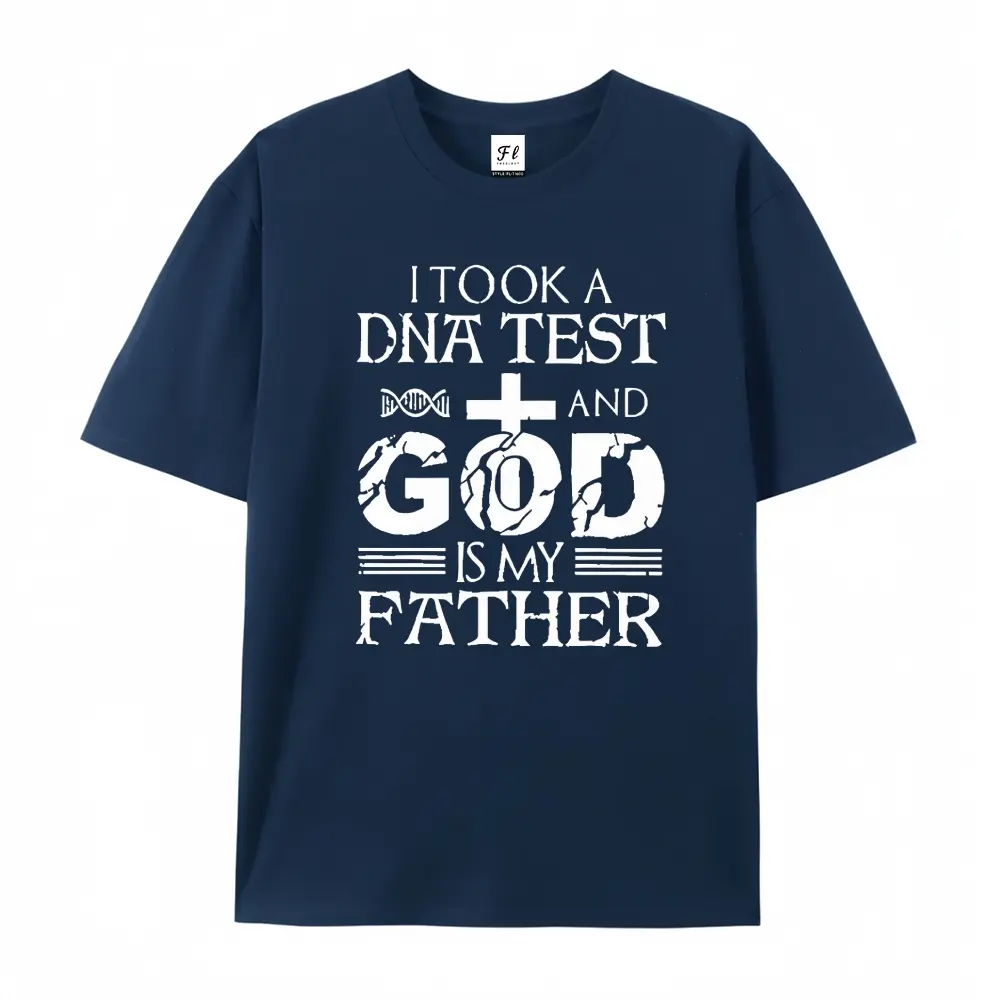 100% cotton short-sleeve shirt，Unisex Oversized I Took A DNA Test God Is My Father Printed Craft T-Shirt, Funny Faith Soft Cotton Drop Shoulder Top, Casual Religious Humor Tee, summervibes, Juneteenth 2026, Independence Day, Back to School