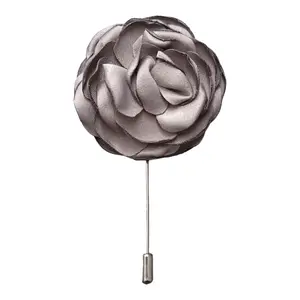 Peonies Flower Lapel Pin Stone Gray
