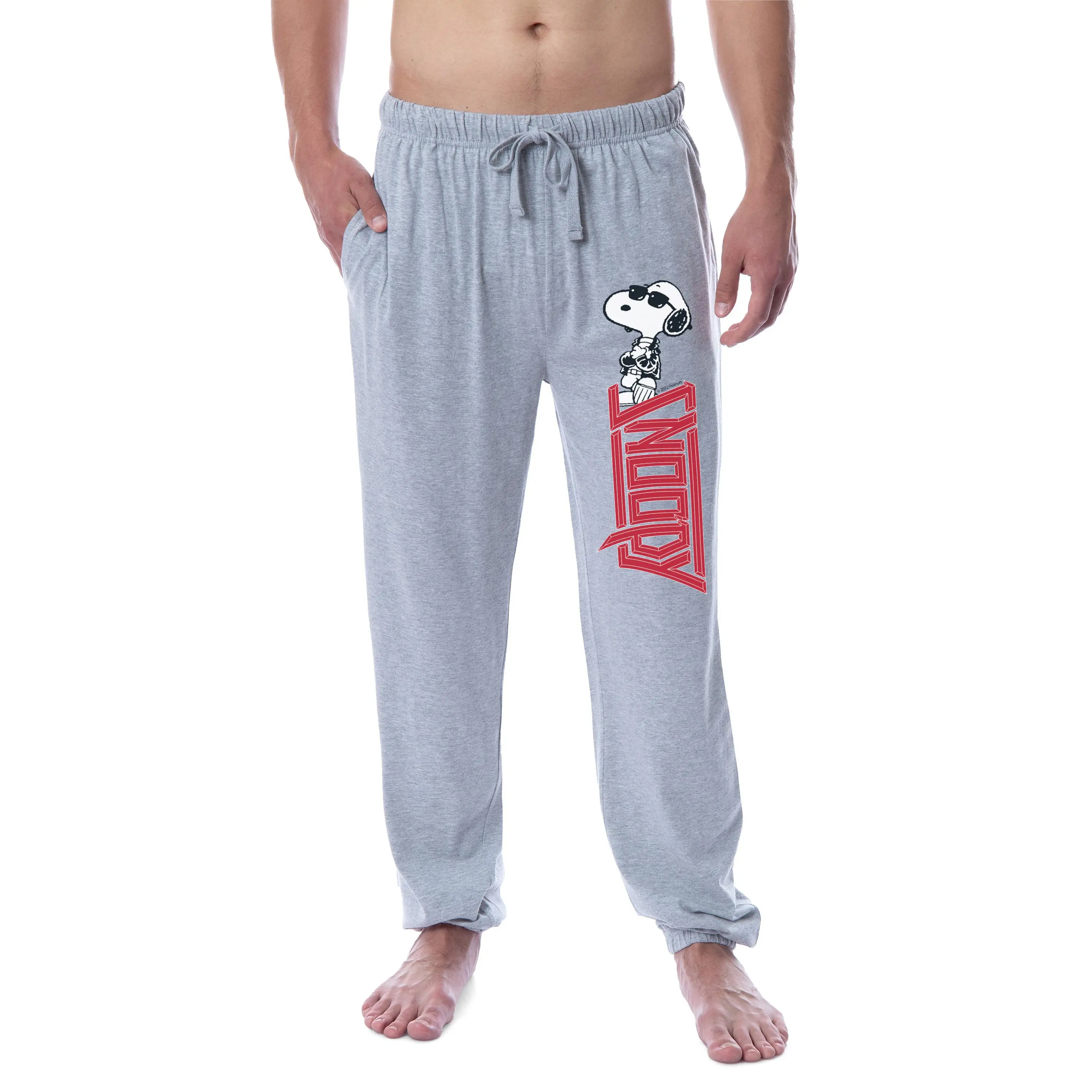Peanuts Men's Joe Cool Rocker Character Logo Sleep Jogger Pajama Pants