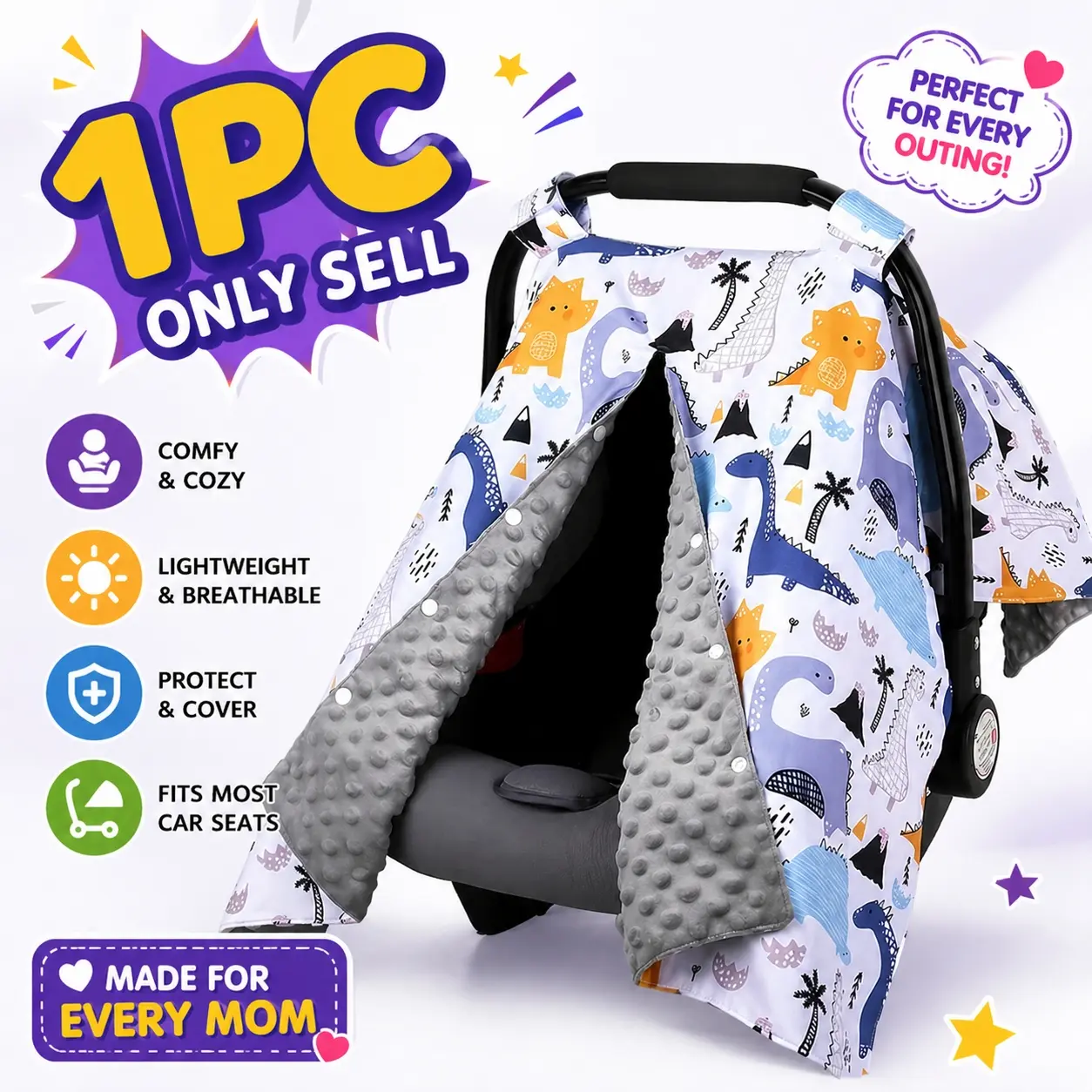 1pc multifunctional safety seat cover canopy wrap for early education, breathable for nursing coverage, elastic safety seat cover multipurpose, specially designed for teaching supplies, Car Seat Covers
