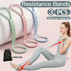 3pcs Silicone Non-Slip Resistance Bands Set - Medium Tension Stretch Straps, Fitness & Yoga Gym Accessories for Men and Women