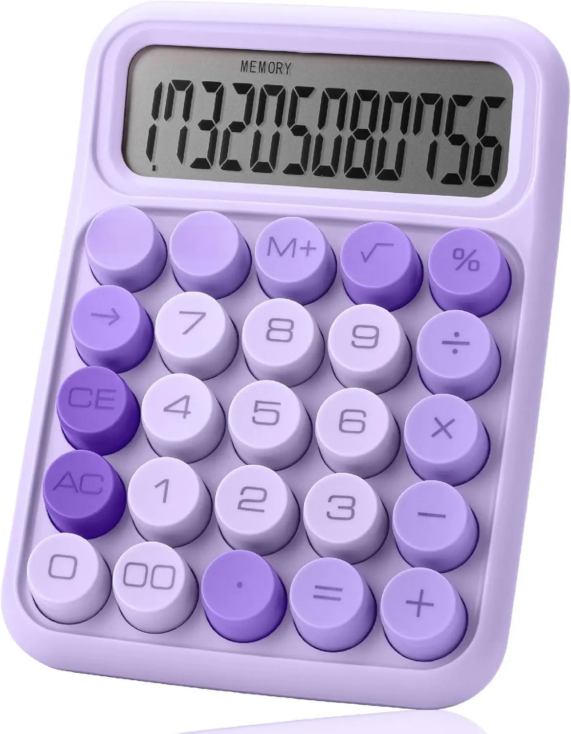Mechanical Desktop Calculator - 12-Digit Accounting Tool with Large LCD Display, Big Mechanical Buttons, Purple Color for Office Stationery Supplies