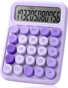 - Mechanical  Calculator, 12 Digits, Large LCD Display, Purple Calculator Big Buttons