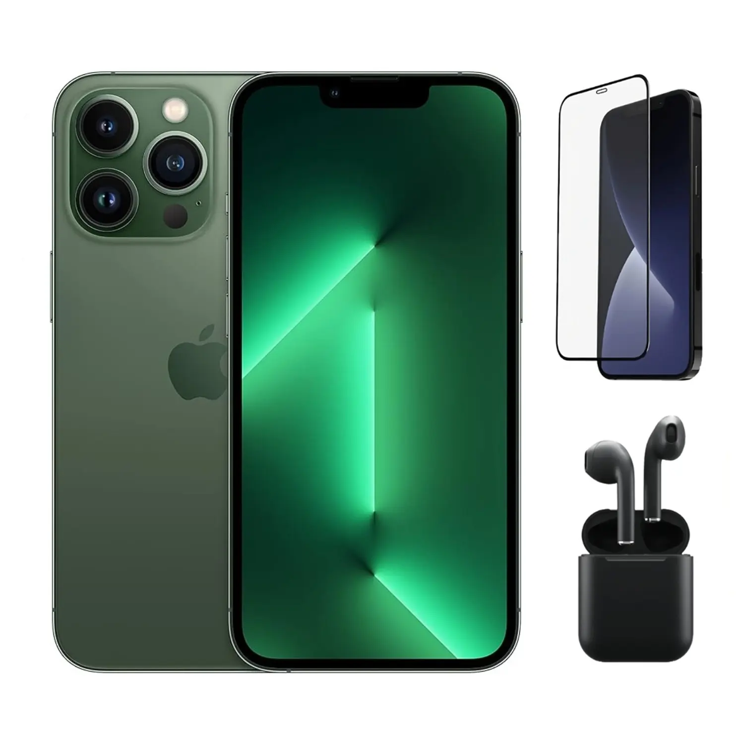 Refurbished Apple iPhone 13 Pro (Unlocked) A2483 Excellent Condition Bundle with Wireless Earbuds, Tempered Glass Screen Protector & 1 Year Warranty