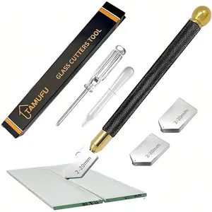 Glass Cutters Tools 2-20mm for Thick Glass Tiles Mirror Mosaic - Glass  Tool with Automatic Oil Feed, Glass  with  Handle and 3 Carbide Tips