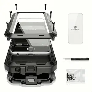 Phone Case - for Iphone 11/12/13/14/15/16/17 Air/Plus/Pro/Pro Max Case - Anti-Drop, Dustproof And Full-Body Protection - Heavy Duty Metal And Silicone Shockproof Phone Case - High-End Fashion, Perfect Gift