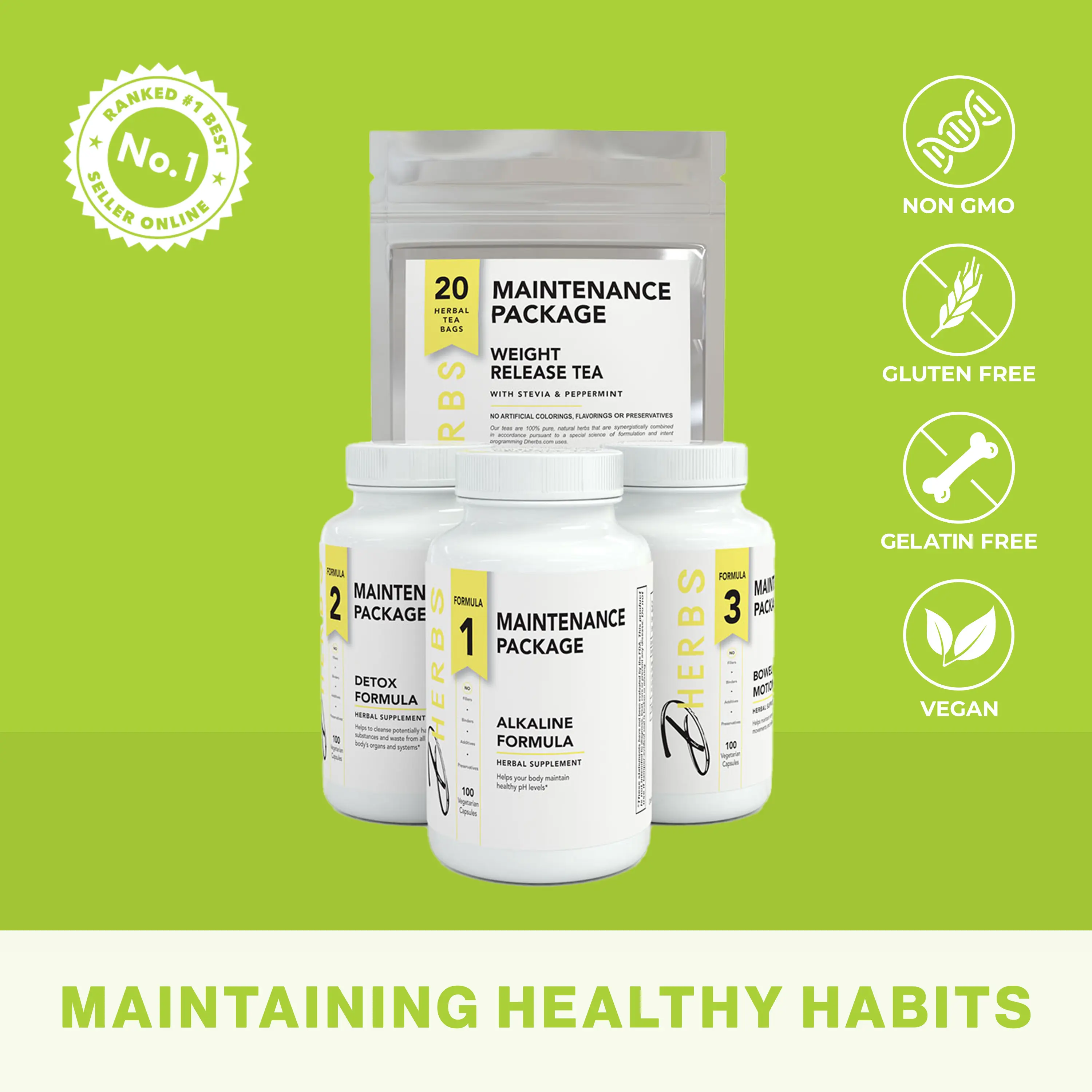 DHERBS - MAINTENANCE PACKAGE -  ALL NATURAL WELLNESS SUPPLEMENTS - DIETARY SUPPLEMENTS