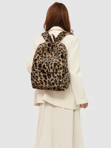 Autumn Winter Cute Plush Backpack, Fuzzy Backpack, Fashionable Leopard Print Student Bag, Outdoor Travel Backpack, Large Capacity for School Work Commuting, Stylish Daypacks
