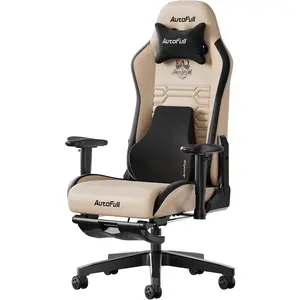 AutoFull C3 Gaming Chair, Racing Style Gaming Chair with Ergonomic Lumbar Support,Adjustable High Back PU Leather PC Chair with Footrest,Brown