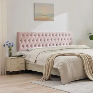 Tbfit Plush Upholstered King Headboard - Adjustable Furniture-Style Piece with Solid Wood Legs, Modern Button-Tufted Design (Ideal for Modern Tufted & Upholstered Headboard Needs), Furniture-Style Headboards, Modern Tufted Headboards, DealsforYouDays