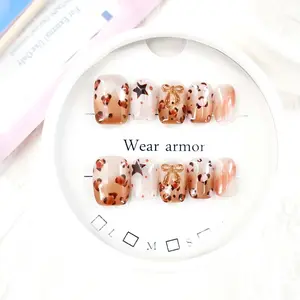 .DP.6182.Leopard Print Bow Wearable Nails