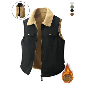 Men’s autumn–winter wool vest, featuring warm corduroy and fleece, converts into two styles GARMENTARY