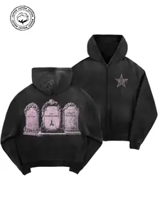 Men's Washed Cotton Vintage Hoodie Sweatshirts Cardigan, Casual Long Sleeve Fitted Graphic Pullover, Comfortable and Stylish, Perfect for Daily Wear
