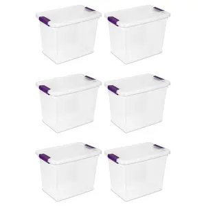 Sterilite 27 Qt ClearView Latch Storage Stackable Bin with Latching Lid, 6 Pack Boxes Organiser Sterilite 27 Qt ClearView Latch Storage Stackable Bin with Latching Lid, 6 Pack Boxes Organiser