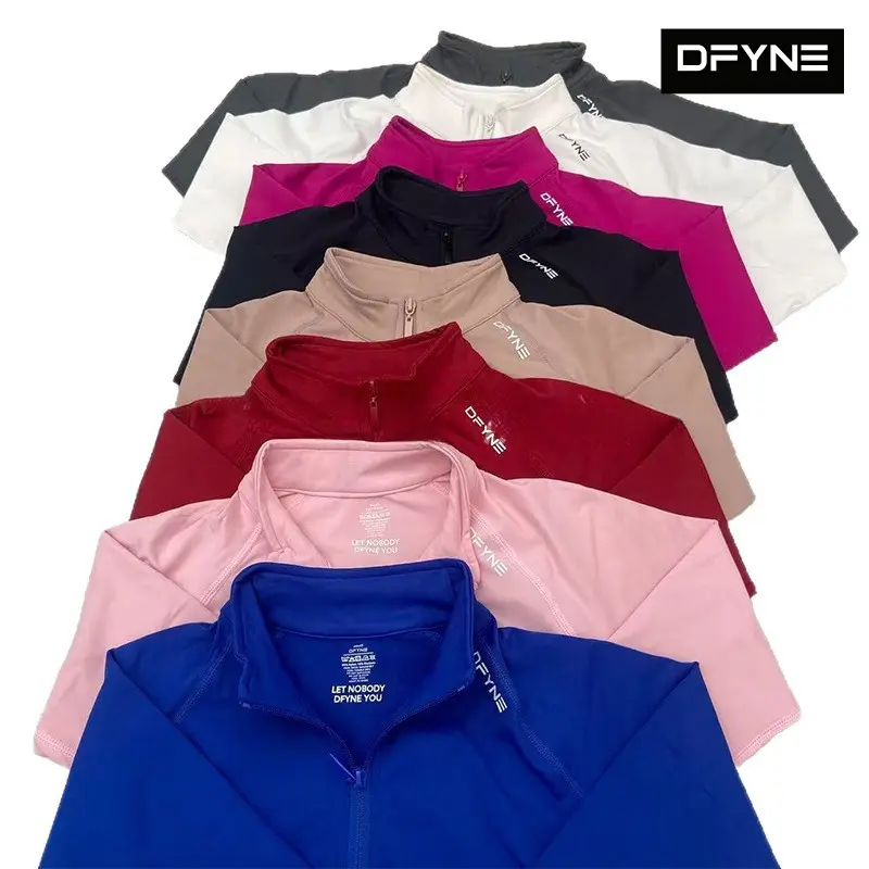 DFYNE Women’s Slim-Fit Long-Sleeve Zip-Up Athletic Outerwear, Sports Fitness Outerwear, Lightweight Yoga Jacket for Gym, Running Workouts