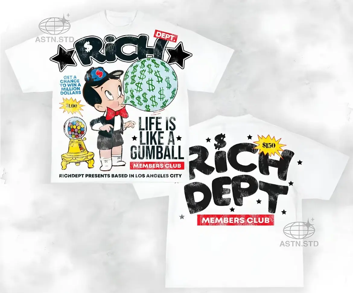 Y2K Graphic "Rich Dept" Personalize Printed Tshirt, Sweatshirt For Men For Women