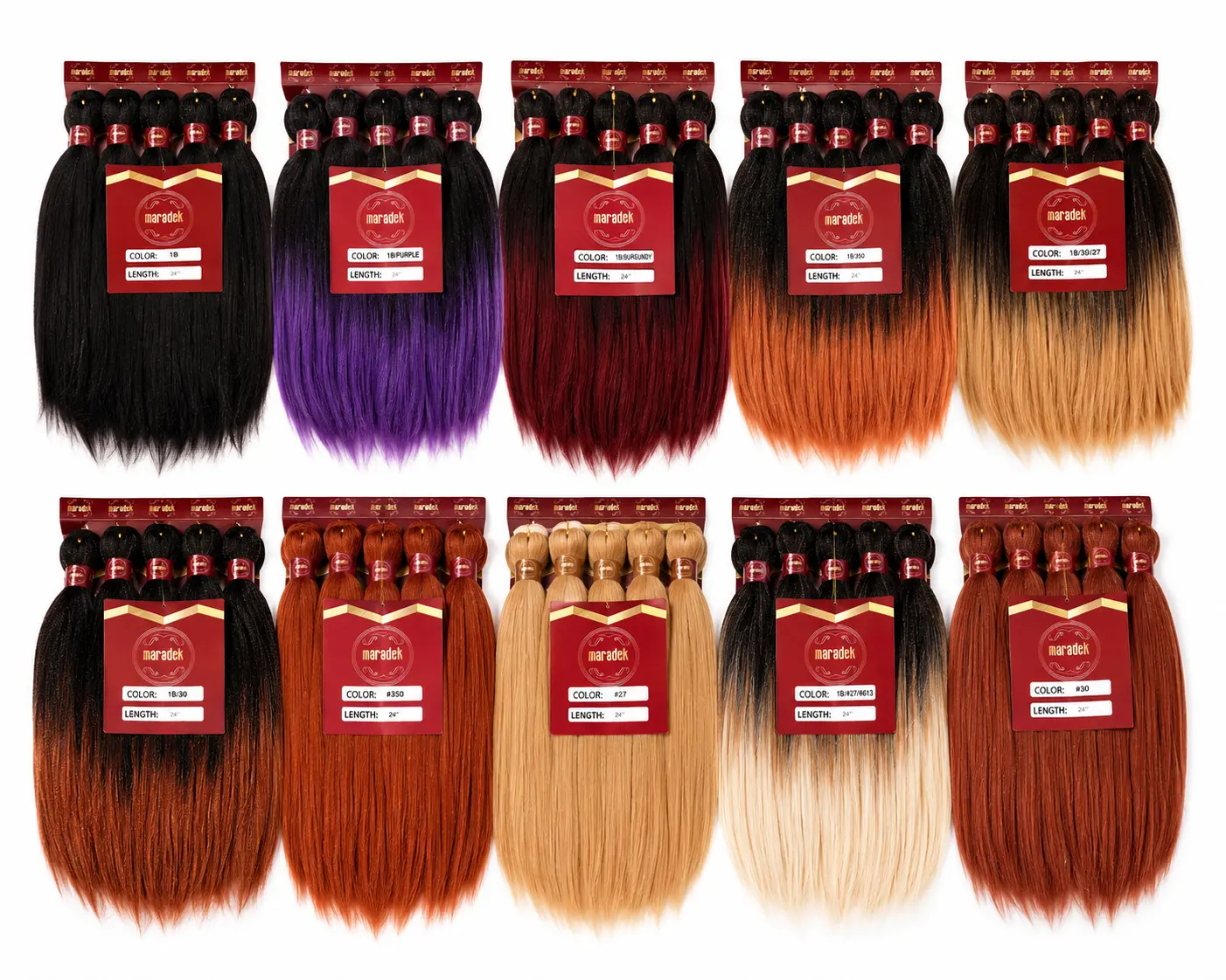 Maradek 6X Pre-Stretched Braiding Hair 20 24 26 30 Inch, Ombre Colors Synthetic Braiding Hair for Knotless Box Braids, Cornrows, Ghana Weaving & Twists