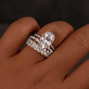 Maxine CZ 5.0ct Oval Cut 3PC Engagement Ring Set,Bridal Ring Set,5A Cubic Zirconia Women's Ring Jewelry,Wedding Ring Set for Daily,Travel,Proposal,Birthday,Anniversary