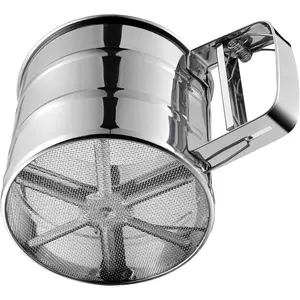 Flour Sifter, Stainless Steel Sifter for Baking, Double Layer Fine Mesh Baking Sifter,  Hand Press Crank Sifter for Powdered Sugar Shaker Duster, Flour Sieve Sifter for Baking Cakes