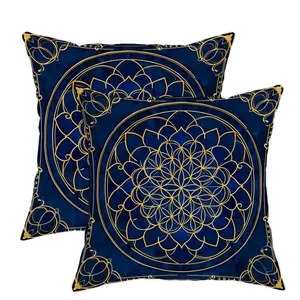 Bohemian Style Mandala Print Cushion Covers, Set of 2 Soft Velvet Material for Home & Office Decoration