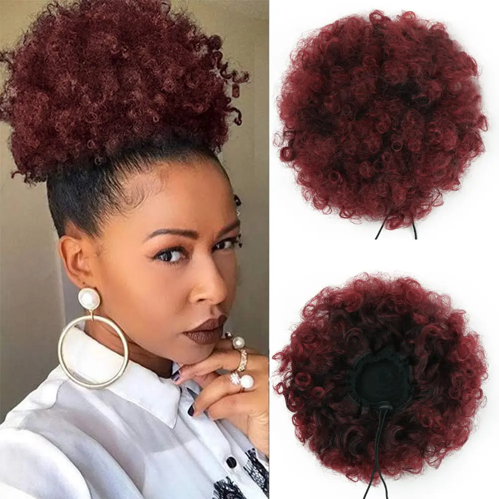 Afro Puff Drawstring Ponytail Extension for Black Women, Premium Kinky Curly Synthetic Hairpiece Lightweight Breathable for Black Women, Fast Bun Updo for Busy Mornings