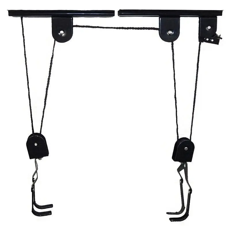 Heavy-Duty Bike Storage Solution Featuring a Ceiling Hoist Pulley System, Capable of Holding Up to 100 Pounds for Bicycles, Kayaks, Ladders, And Tools. This Adjustable Wall-Mounted Holder Is Perfect for Organizing Your Garage